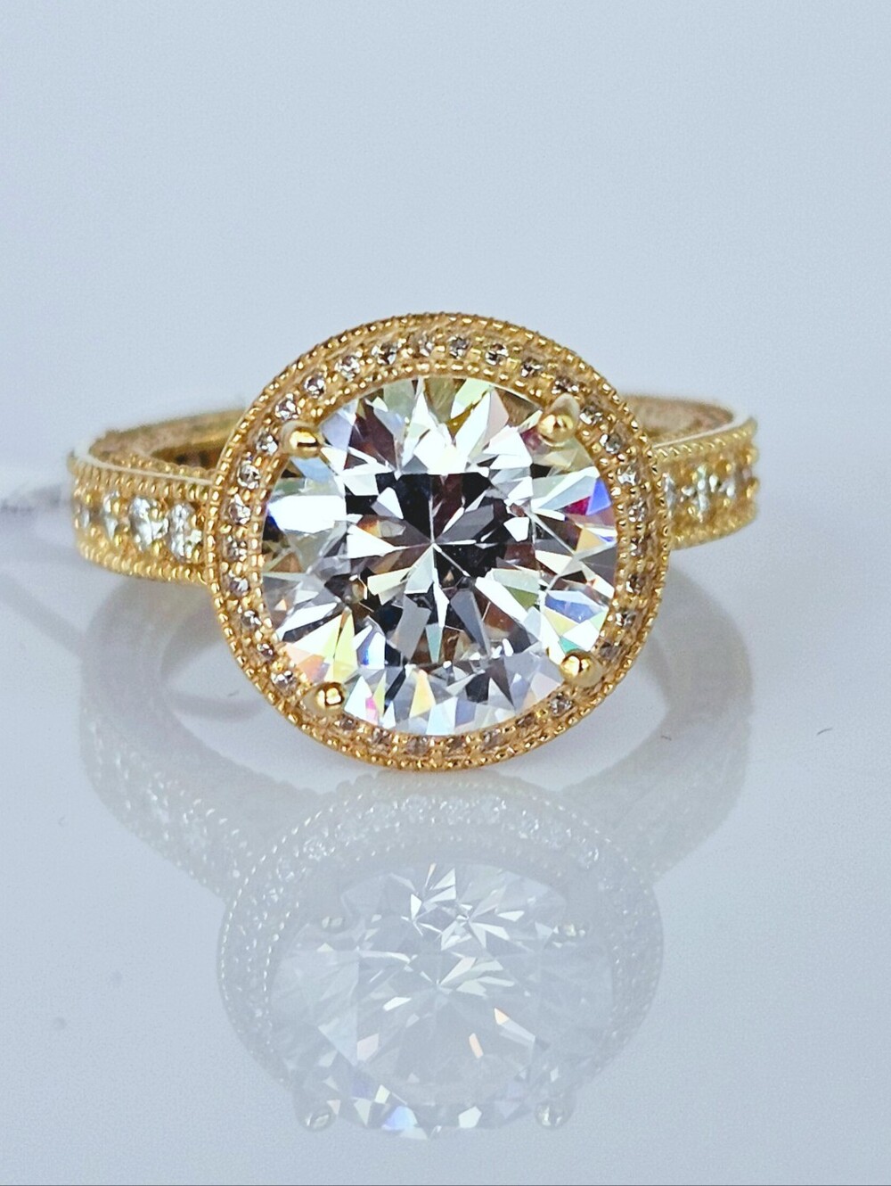 Michael Valitutti Diamond Simulant Wedding Ring 18k Yellow Gold Vermeil Size 7!
